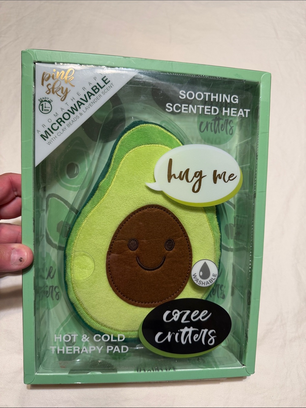 Pink Sky Avocado Cozy Critters Hot & Cold Therapy Pad - Green